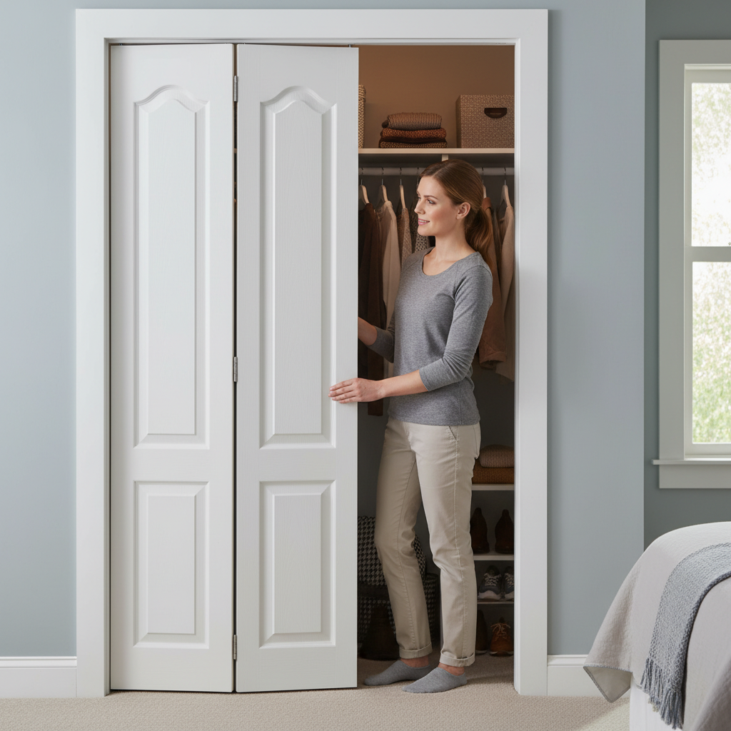 Premium White Bifold Door with Moulded Panel Grained Effect, Easy Installation and FSC Certification