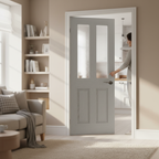 Premium Grey Moulded Textured 2P/2L Glazed Internal Door for Natural Light Flow - High-Quality Professional Grade for Industrial and Commercial App...