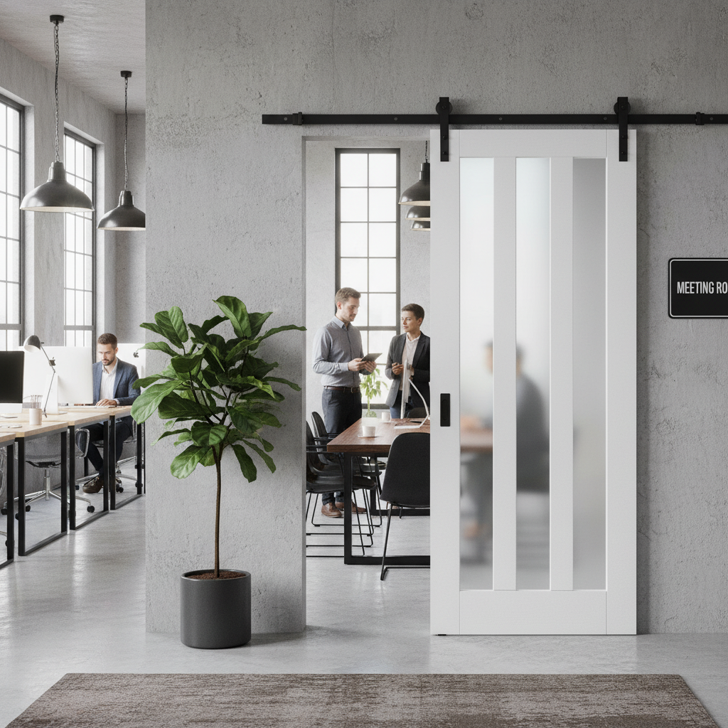 Internal Sliding Door with 3 Light Obscure Glass Panels - Double Primed for Customization and Durable Solid Core...