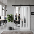 Internal Sliding Door with 3 Light Obscure Glass Panels - Double Primed for Customization and Durable Solid Core...