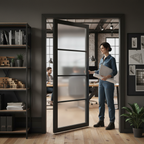 Premium Industrial Fully Finished Made-to-Measure 4 Light Obscure Glass Door in Jet Black for Custom Interiors - Image 2