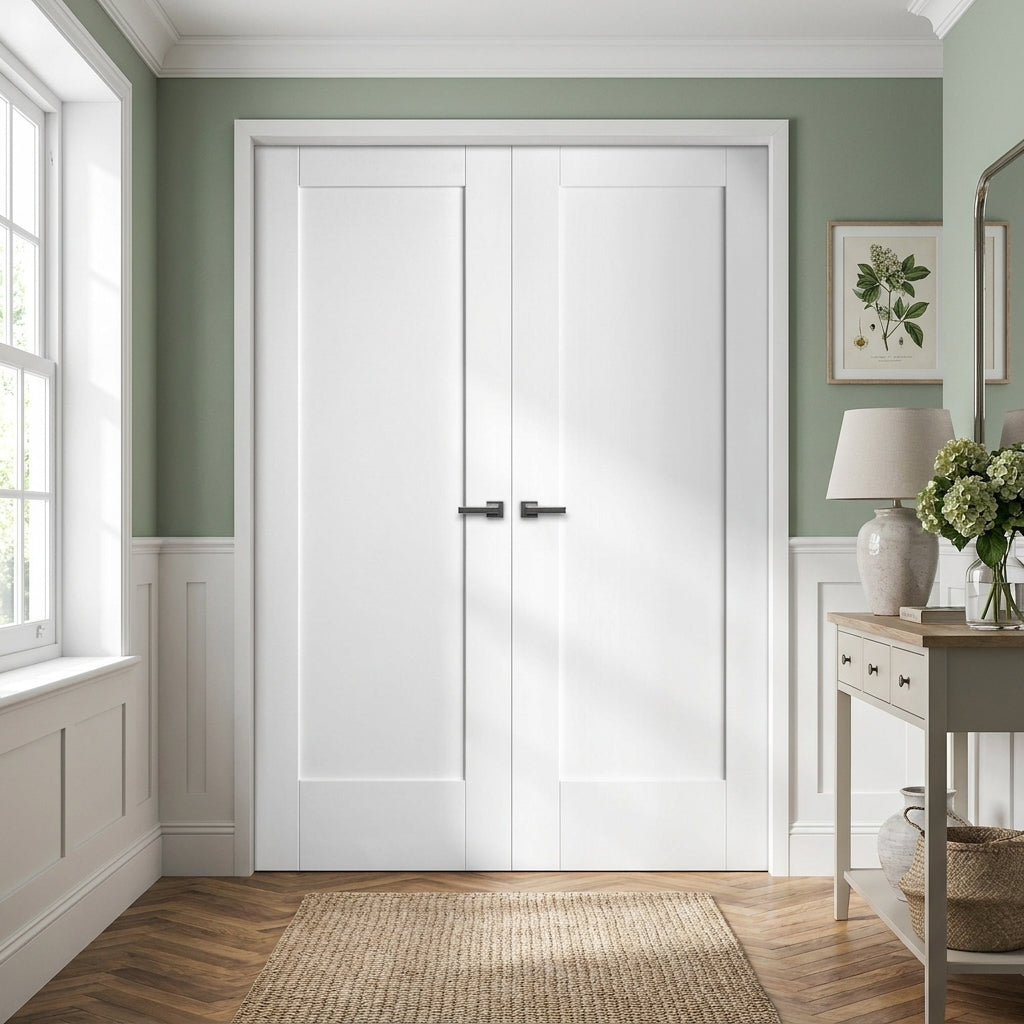 Internal Solid Core White Primed 1 Panel Pattern 10 Door Pair