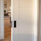 Internal Pocket Door Set, 100mm, White Primed, 3 Panel Framed Design - detail view