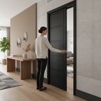 Premium Industrial Style 5 Panel Pocket Door Set with Steel Frame and Adjustable Jambs for Contemporary Homes