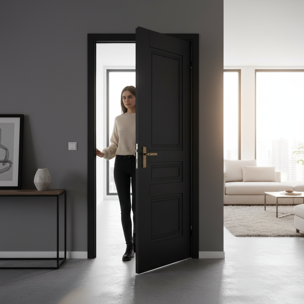 Internal Fully Finished 3 Panel Elegance Door - Jet Black with Lifetime Guarantee for Modern Interiors - Image 2