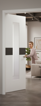 Premium White Glazed Internal Door with Dark Grey Insert - Modern Design and Ready to Hang