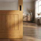 Oak Internal Sliding Door Unfinished Solid Core with Obscure Glass - detail view