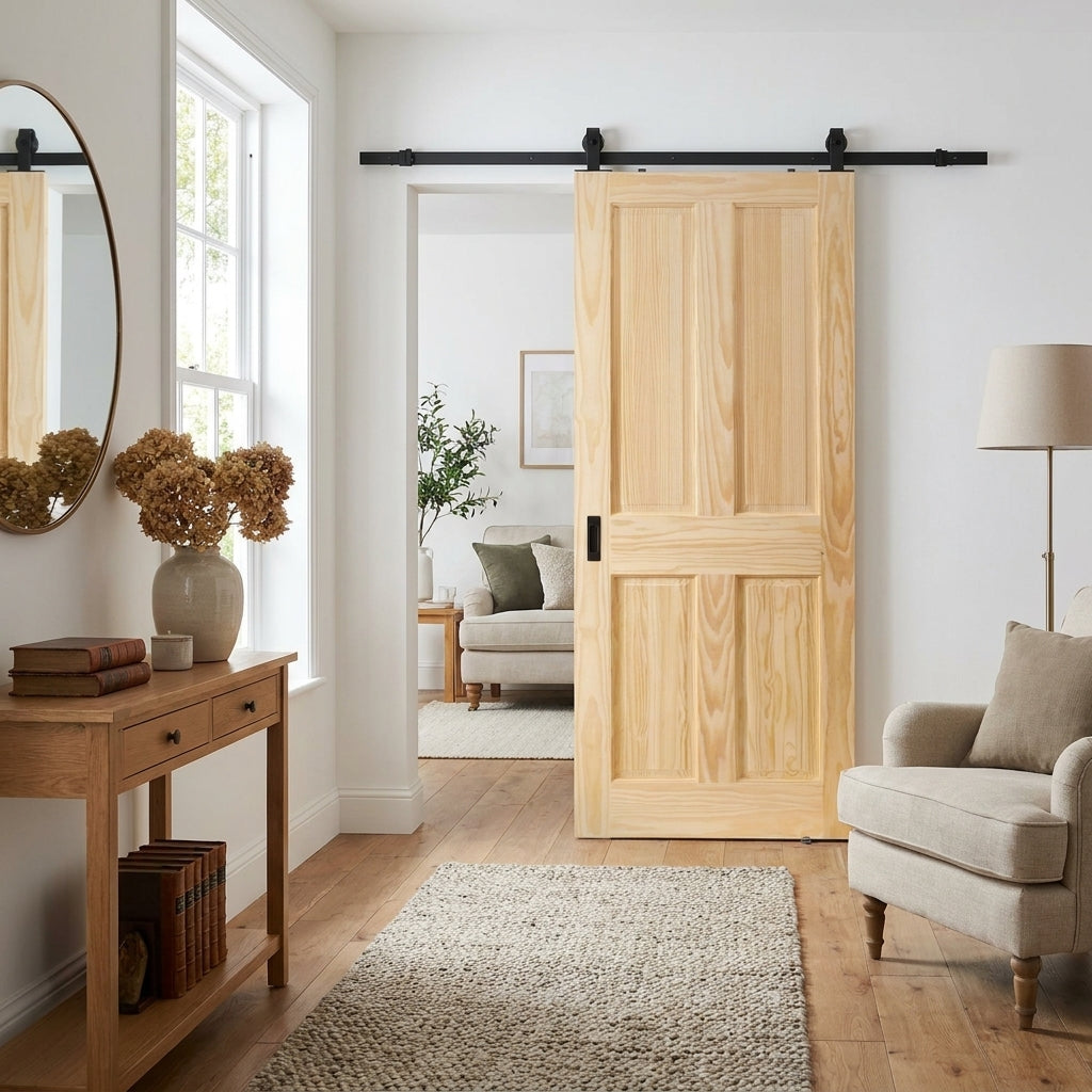 Sliding Internal Clear Pine Door Unfinished 4 Panel Malton Design