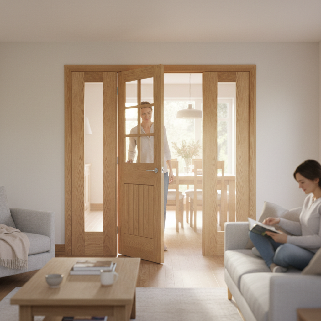 Premium Clear Glazed Room Divider with Demi Panels - Customizable Sizes and Universal Frame