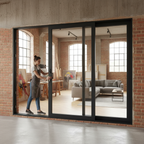 Premium 10ft Grey Aluminium Inline Sliding Doors with Multi Point Locking and Double Glazed Thermal Efficiency