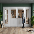 Premium Internal Room Divider Set with Clear Glass Panels - Stylish Cottage and Modern Pattern Doors