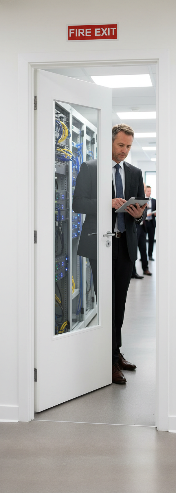 Premium Custom Colour Clear Glazed Fire Door with Large Glass Panel and Elegant Raised Beading