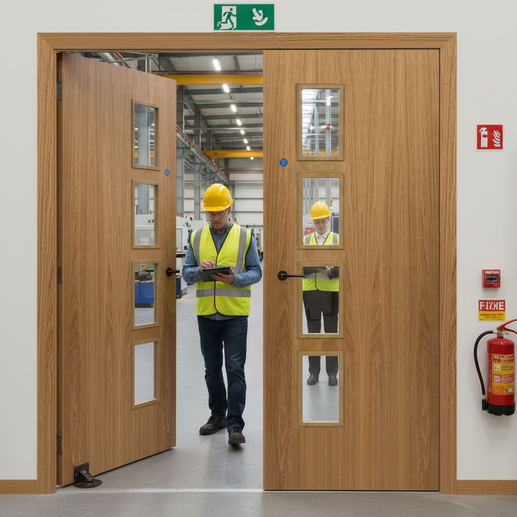 Premium Custom Made Internal Oak Clear Glazed FD30 Fire Door Pair - Bespoke Design, Certified Safety Standards