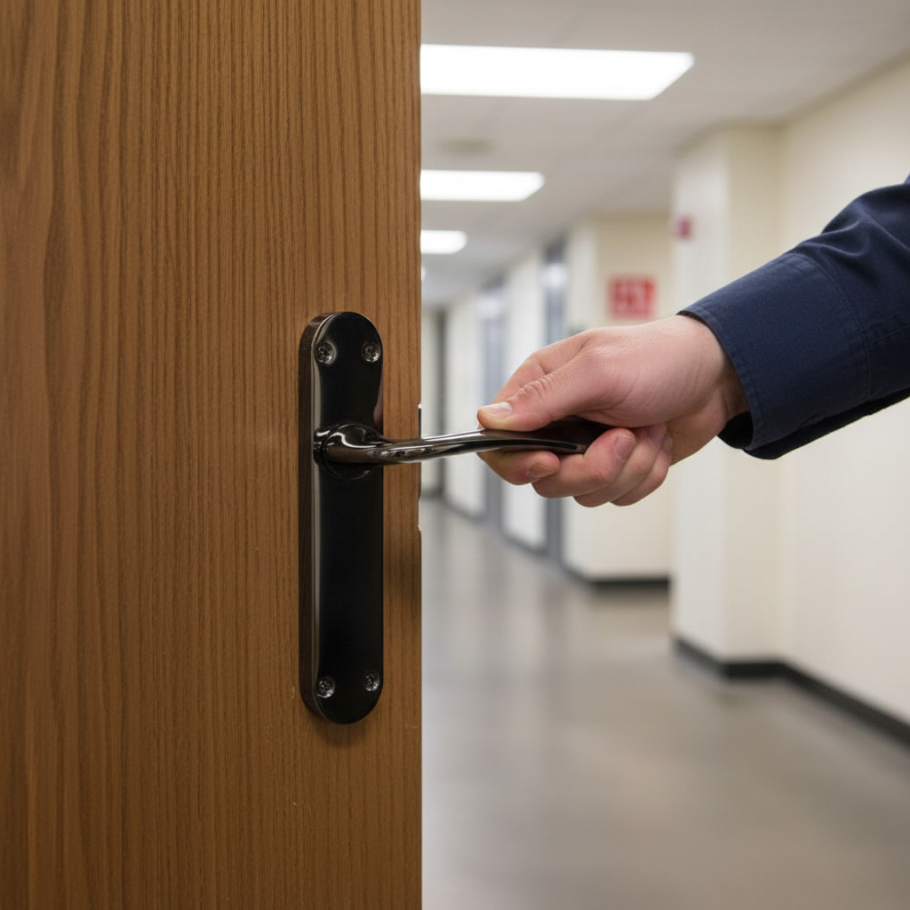 Premium Fire Door Handle Set with Black Nickel Lever on Backplate for Enhanced Safety and Modern Aesthetics - Image 2