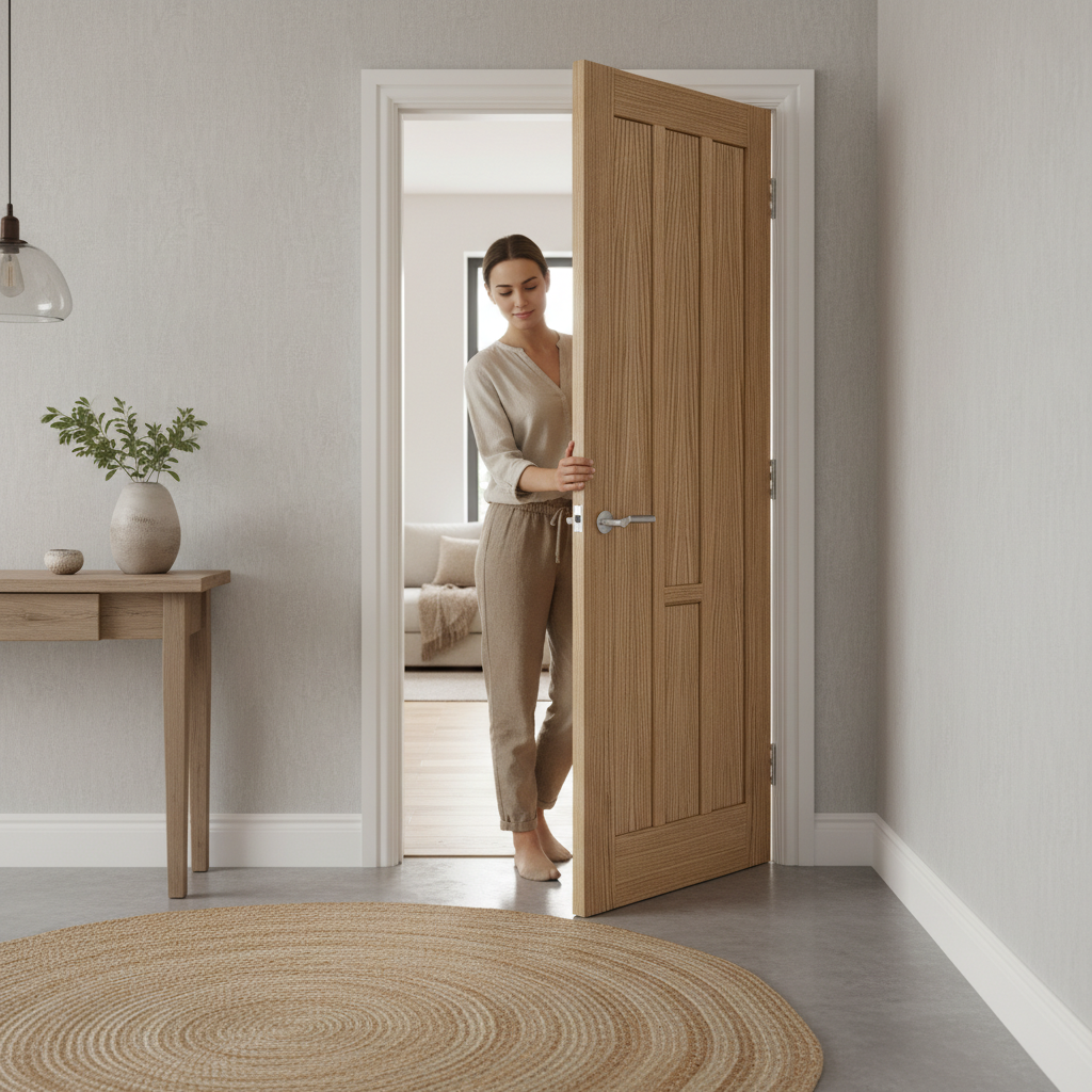 Premium Internal 6 Panel Oak Door with Engineered Construction and Solid Core Design