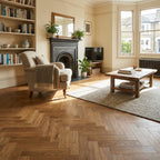 Herringbone 5.5mm Rigid Core LVT Flooring in Natural Oak