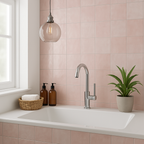 Blush Pink Gloss Ceramic Wall Tile 130 x 130mm, 0.64m² Coverage