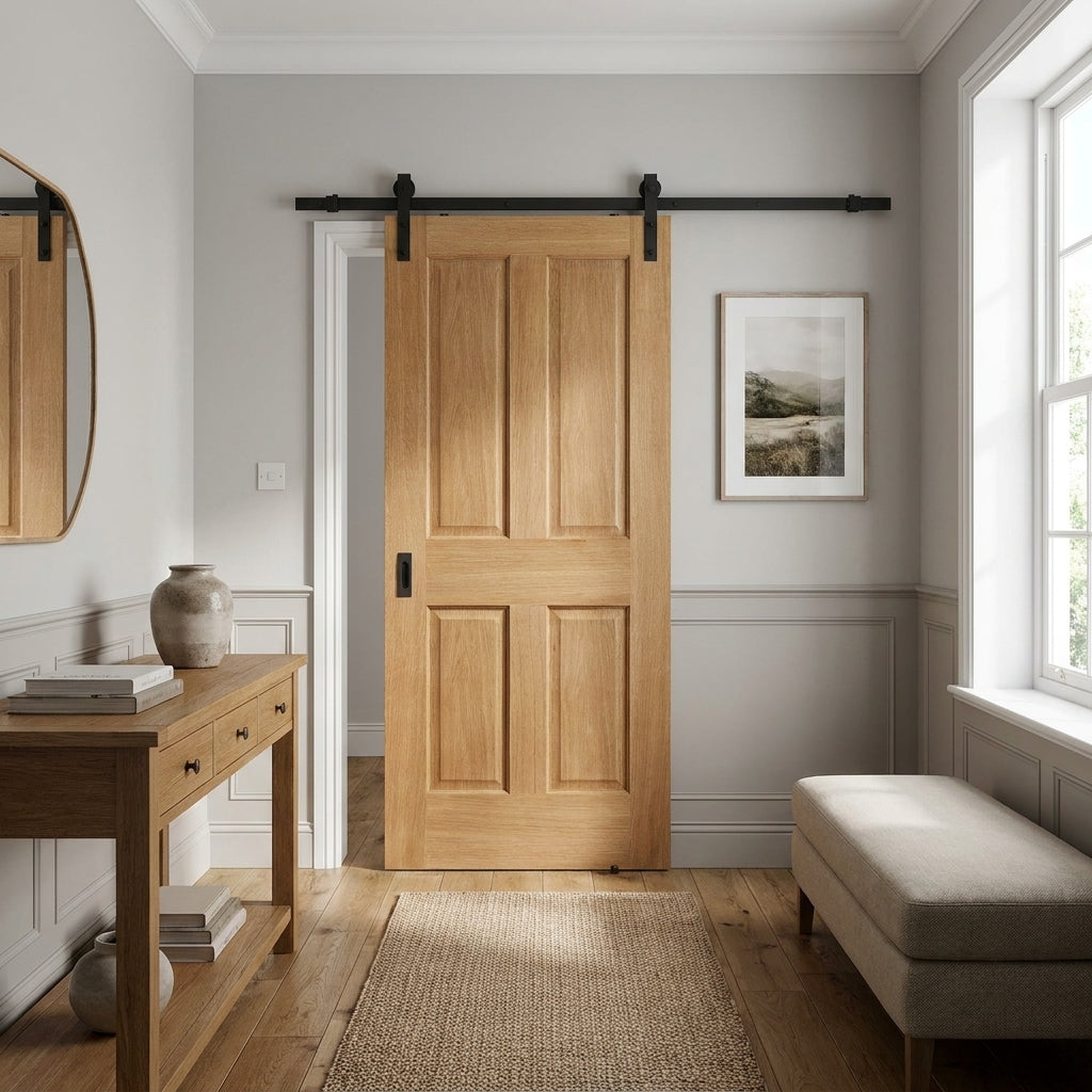 Oak Internal Door Unfinished Solid Engineered Core Traditional 4 Panel