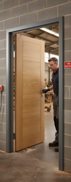 Premium Internal Fire Door with Solid Core Construction and 5 Ladder Style Panels Featuring Authentic Timber Grooves