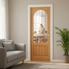 Internal Finished Arched Square Top Door with 1 Light Obscure Lined Clear Glass - Durable Oak Construction for Elegant...