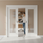 Premium White Pattern 10 Sliding Door System with Fixed End Panels for Space-Saving Solutions