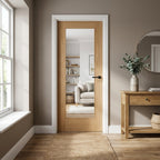 Internal Oak Door Unfinished with 1 Light Clear Glass 1981x762mm