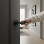 Premium Matt Black Knurled Lever on Concealed Fix Round Rose for Doors - High-Quality Professional Grade for Industrial and Commercial Applications