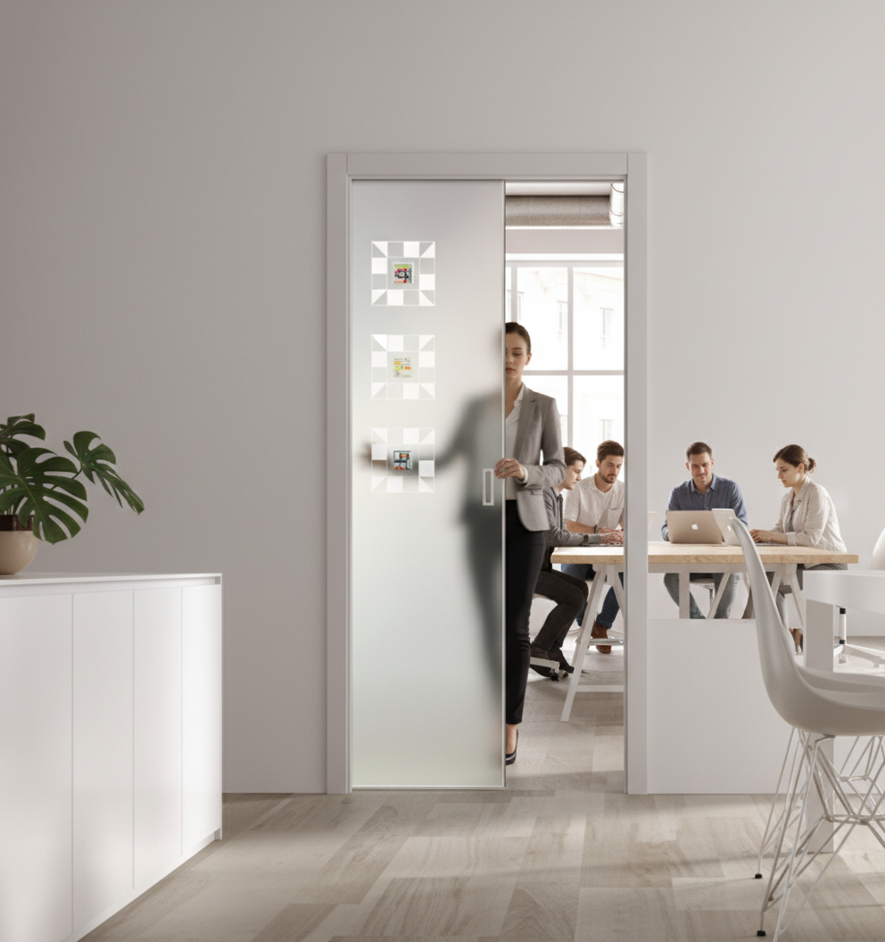 Premium Frameless Satin Glass Door with 100mm Jambs and Glass Ball Handle - Custom Sizes Available