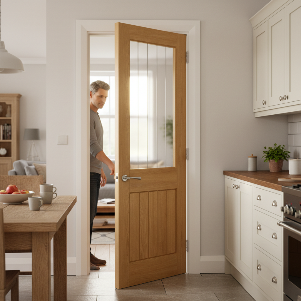 Premium Fully Finished Glazed Oak Door with Toughened Glass, Solid Core and Bespoke Sizes Available