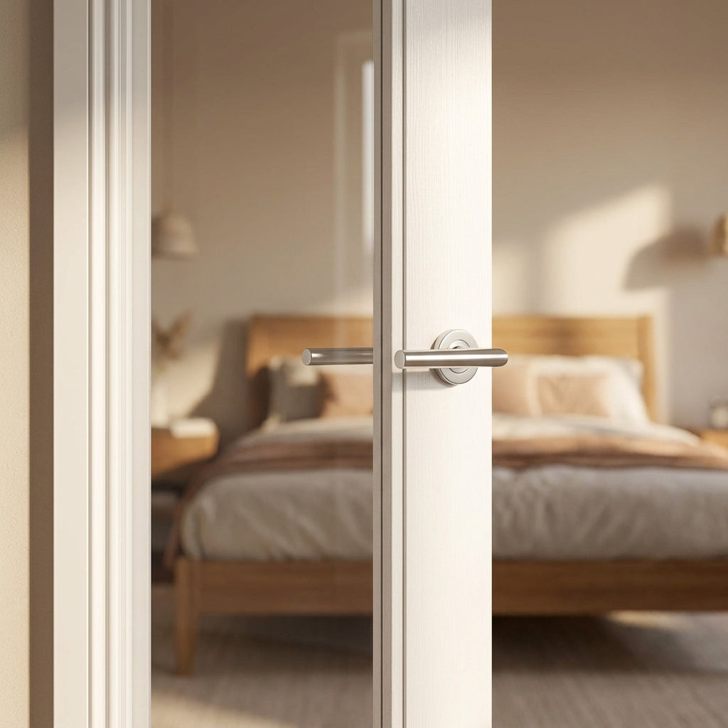 Internal White Door, Primed Finish, Pattern 10 Design with Obscure Glass - detail view