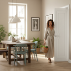 Premium White Curved Door with Contemporary Design and Deep U-Grooves - Ready to Hang