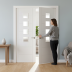 Premium Internal White Primed 7P 4 Light Obscure Glass Pair Door for Enhanced Privacy and Natural Light