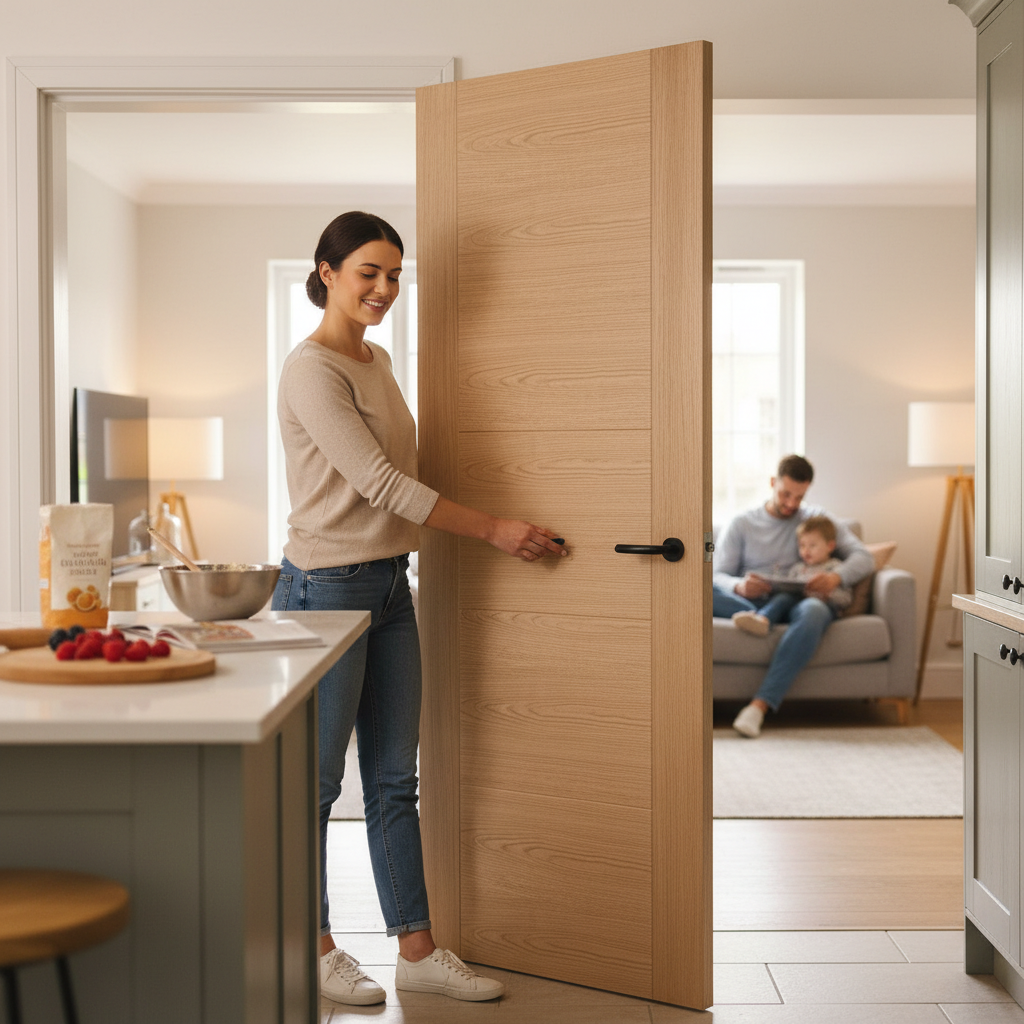 Premium Contemporary Fully Finished Internal Oak Door 6006 - Engineered Construction with Satin Lacquer Finish