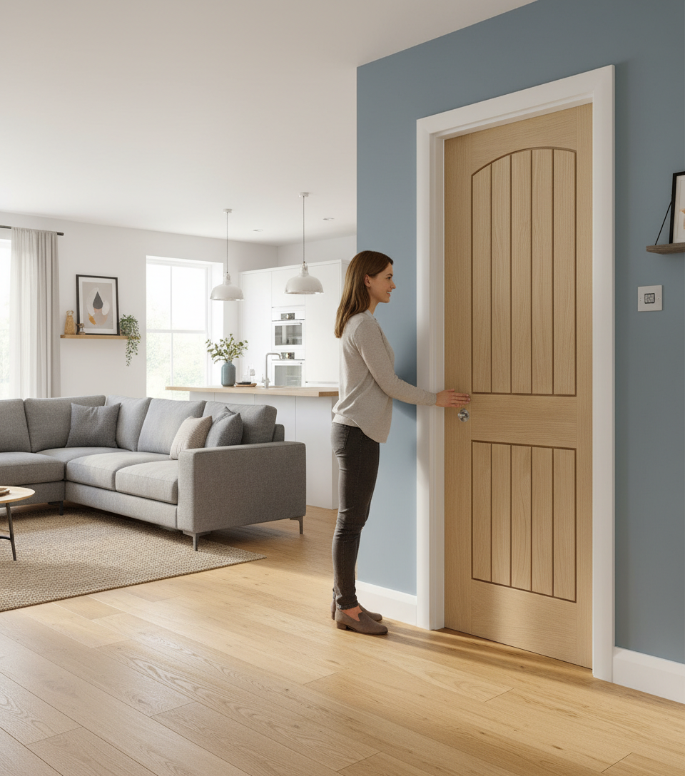 Premium Fire Rated Pocket Door System with Galvanised Steel Frame and A-Grade Oak Veneer Finish for Enhanced Stability and Safety