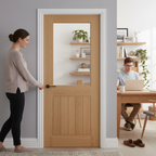 Premium Engineered Oak Glazed Door with 5 Inset Panels and Clear Tempered Glass - Unfinished for Customization