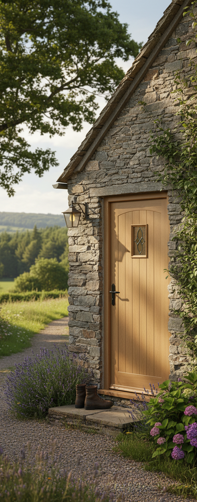 Premium Insulated External Door with Solid Oak Construction and Triple Glazed Unit