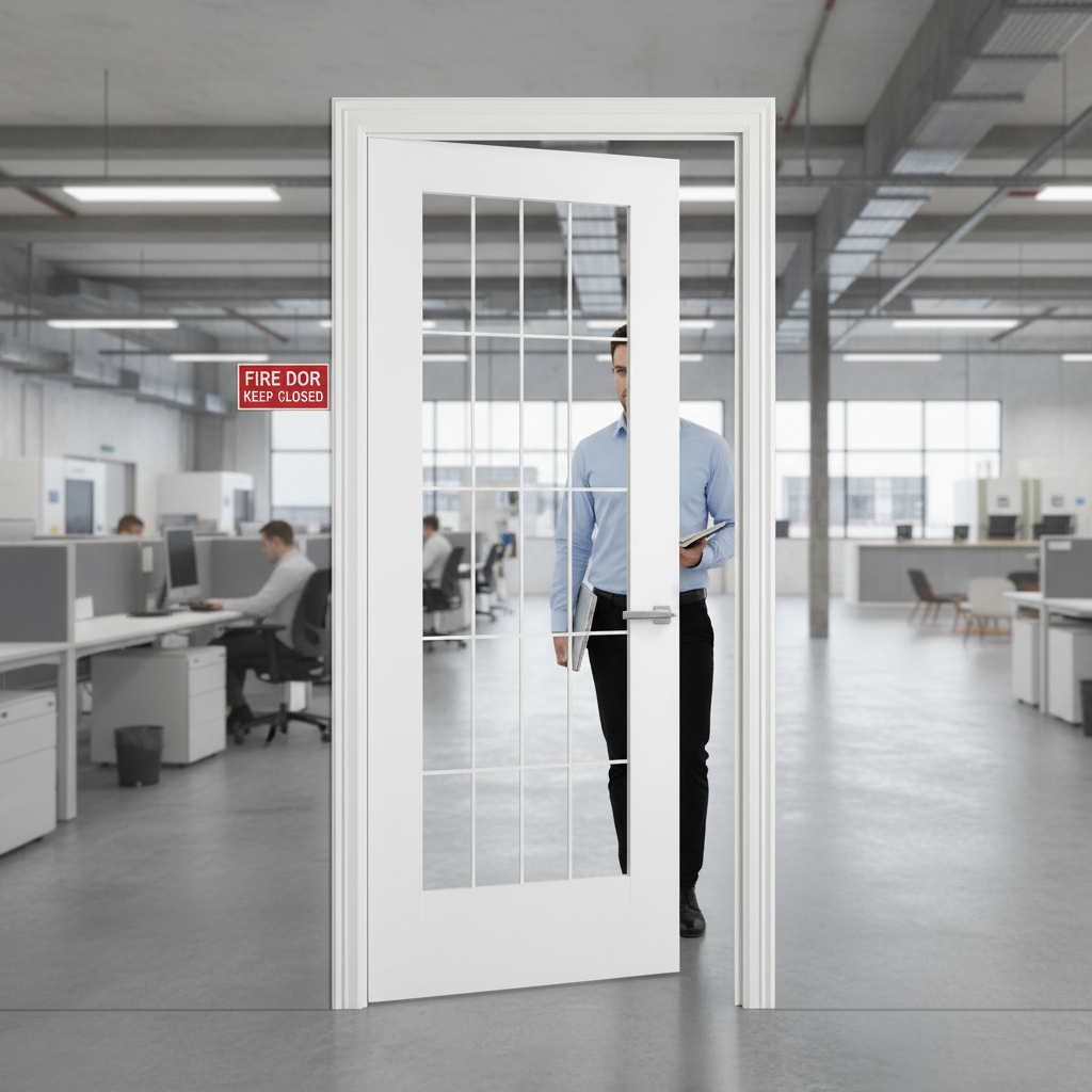 Internal Primed Cottage Fire Door with Clear Toughened Safety Glass and FD30 Rating for Enhanced Home Safety - Image 2