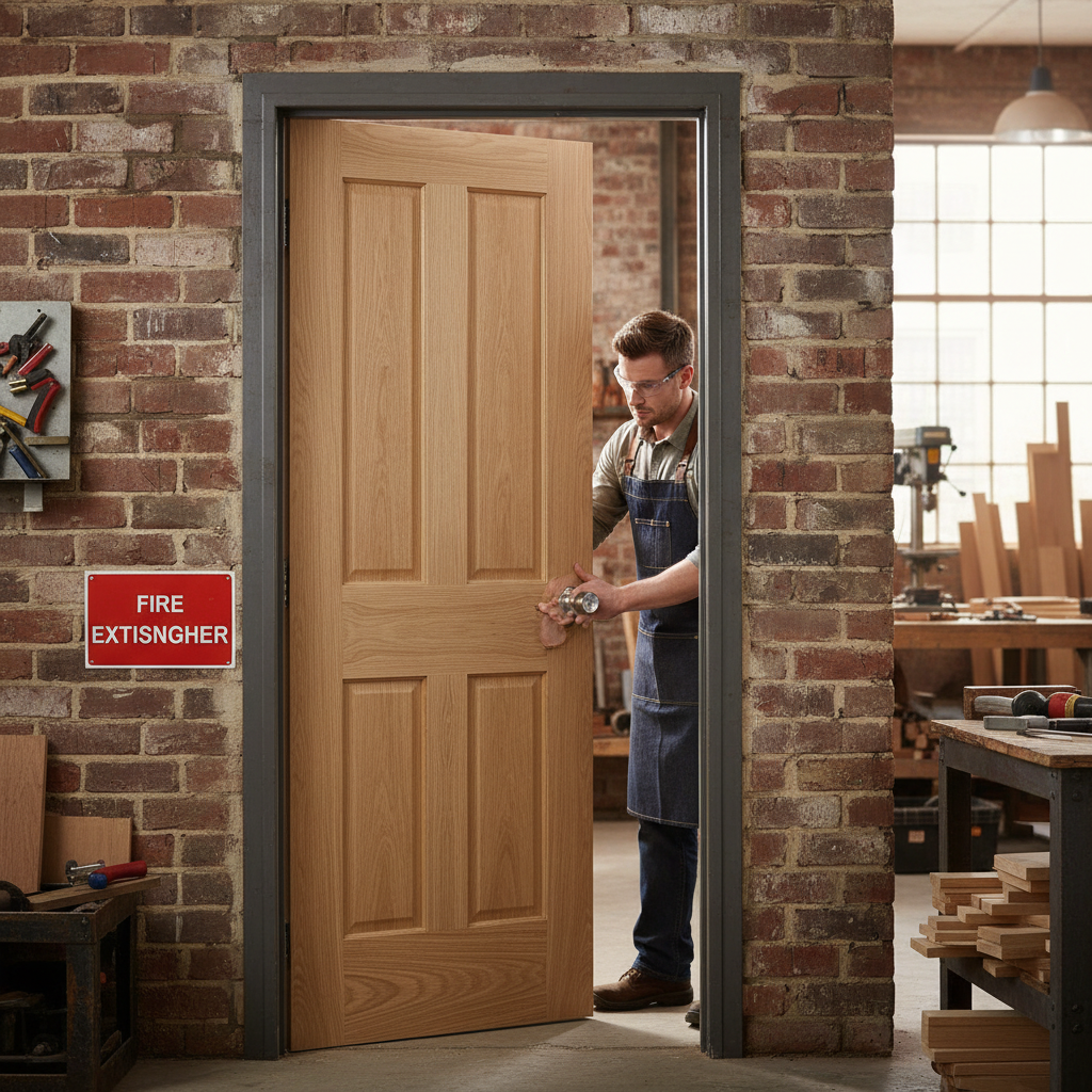 Premium Victorian 4 Panel Internal Oak Fire Door with Non-Raised Mouldings for Enhanced Traditional Home Decor