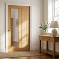 Internal Oak Door Fully Finished with 1 Light Clear Offset Glass