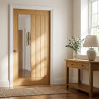 Internal Oak Door Fully Finished with 1 Light Clear Offset Glass
