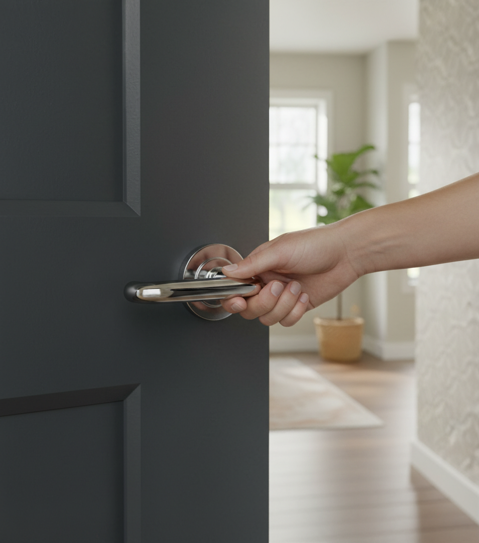 Premium Door Lever on Round Rose with Return to Door Design and Multiple Finish Options