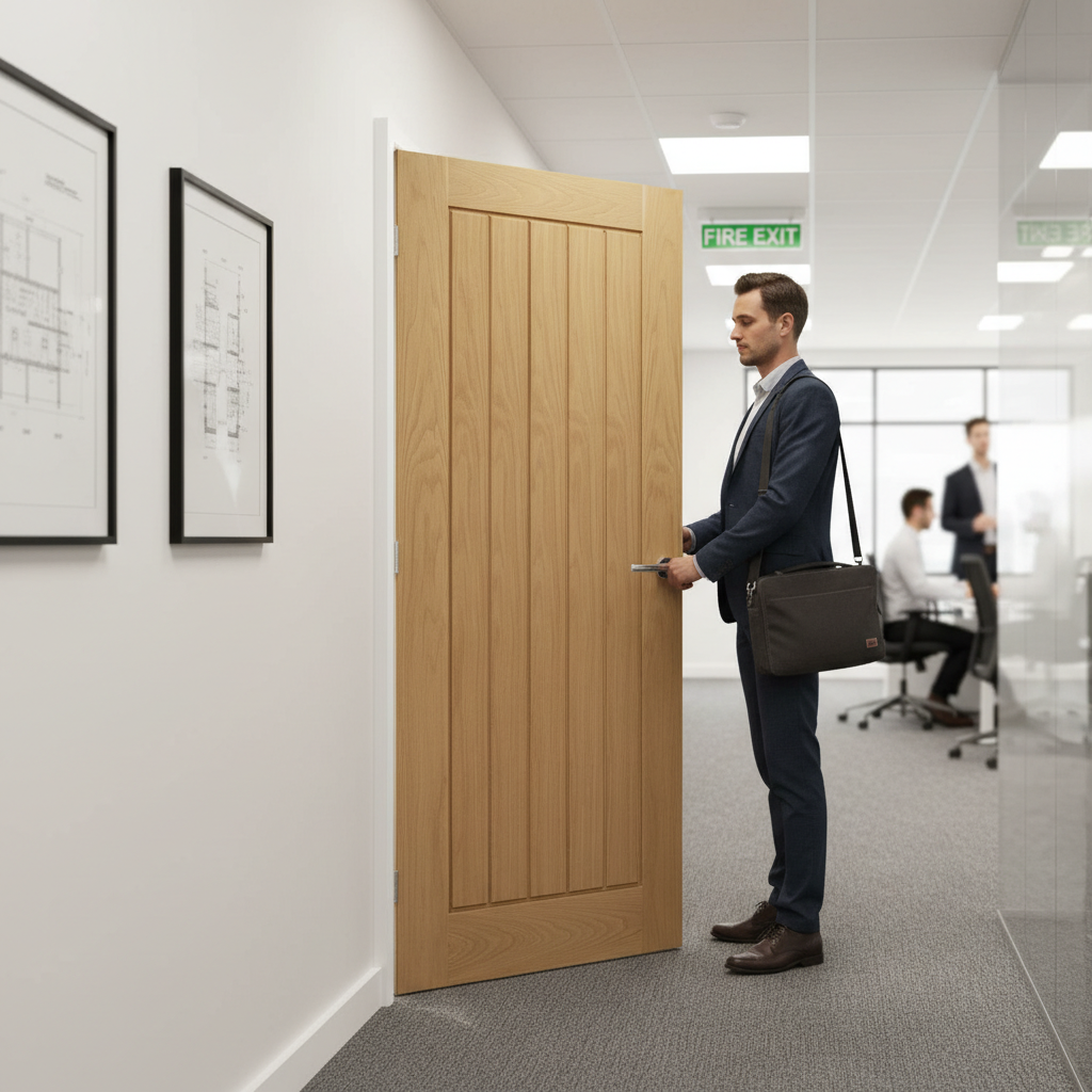 Premium Oak Fire Door with Tongue and Groove Design, 30 Minutes Fire Rated, Available in Multiple Sizes