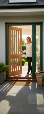 Premium Hardwood External Door with Clear Glass - Traditional Design for Classic Properties