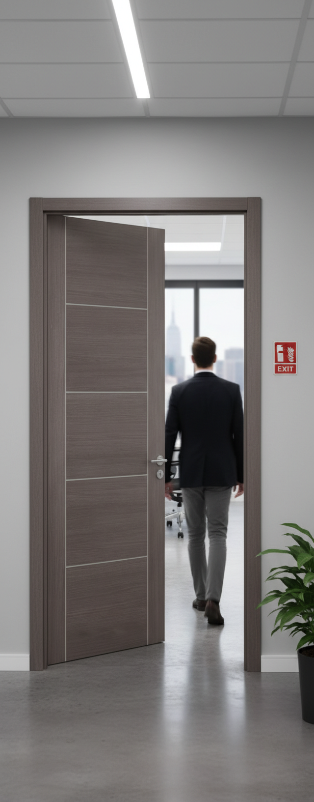 Premium Medium Grey Laminated Fire Door with 30-Minute Certification for Modern Interiors