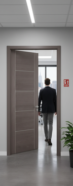 Premium Medium Grey Laminated Fire Door with 30-Minute Certification for Modern Interiors
