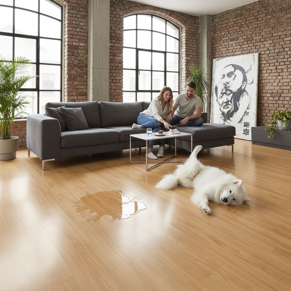 Premium Aqua Pro 8.5mm High Gloss Wide Laminate Flooring with Marble Effect and Water Resistance
