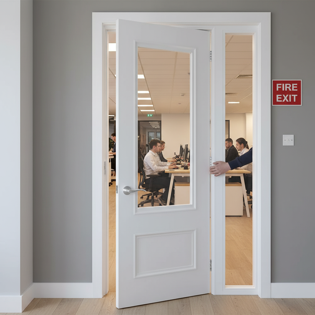 Premium Two-Panel Clear Glazed Fire Door with Traditional Design and 30 Minute Fire Rating