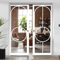 Premium Clear Glazed Double Pocket Door System with Adjustable Jamb Options and Maintenance-Free Track