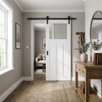 Internal White Sliding Door with Primed Finish and 1 Light Obscure Glass