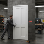 Premium 4 Panel White Fire Door - Shaker Style, Solid Core Construction, 30-Minute Fire Rating